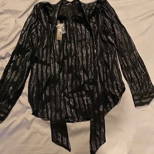 Small J. Crew Black Tie Neck Blouse